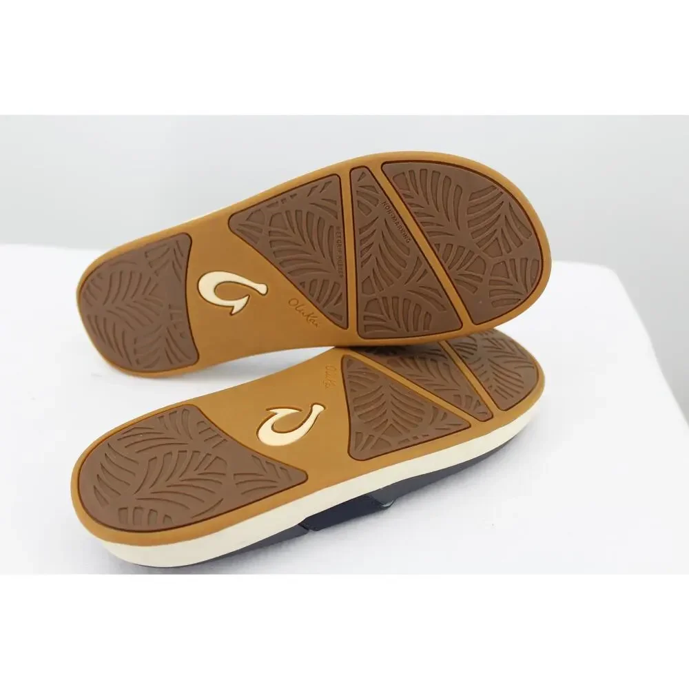 Olukai Nu'a Pi'o Flip Flop Sandals Womens 9 Blue Thong Cushioned Beach